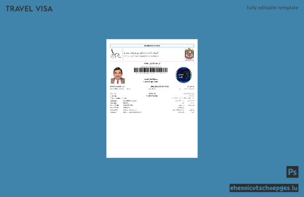 E-Visum für die VAE in den Formaten Word und PDF, Version 6 – Beispielvorschau
